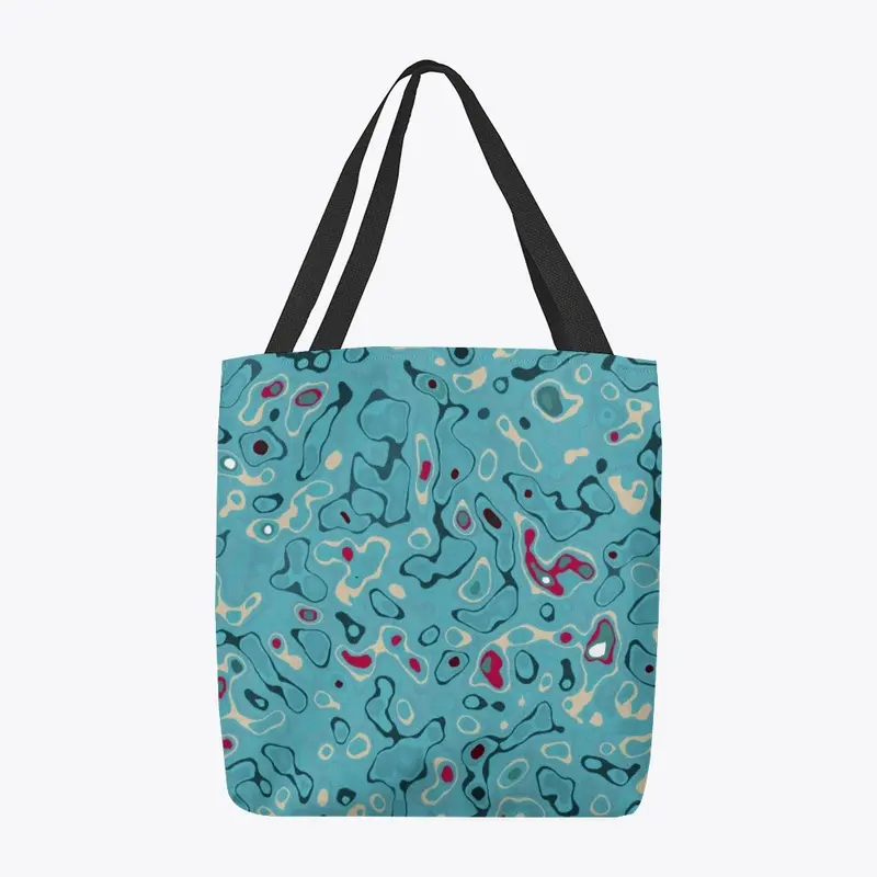 Turquoise and Red Cellular Elegance Tote